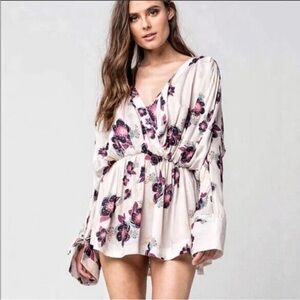 Free People Tuscan Dreams Tunic Ivory Purple M